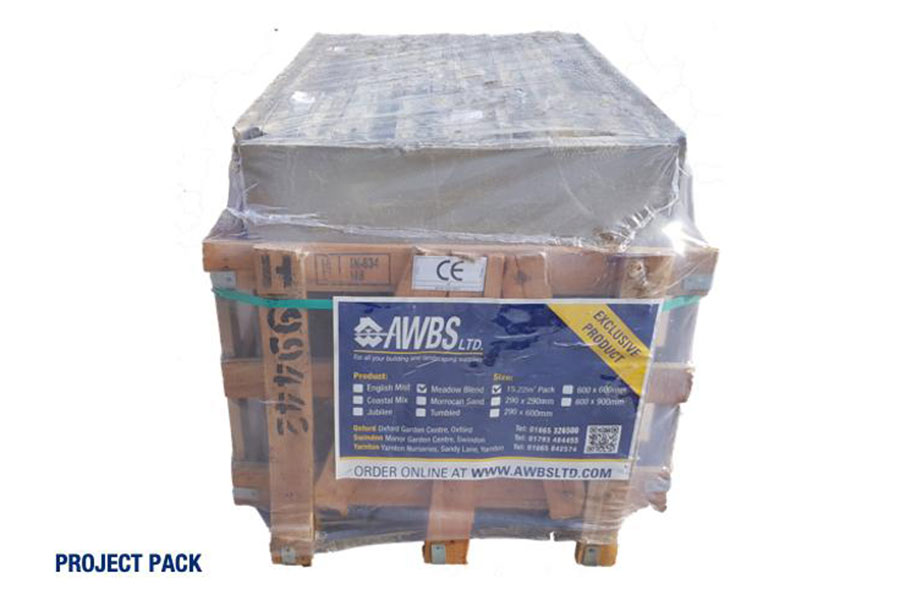 AWBS Exclusive natural stone paving project pack contain four different sizes of paving slabs